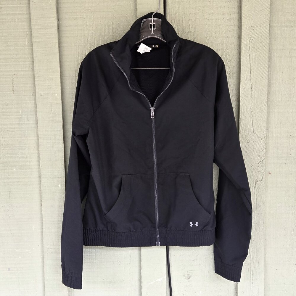 UNDER ARMOUR Black Zip Front Ladies Windbreaker Jacket Medium